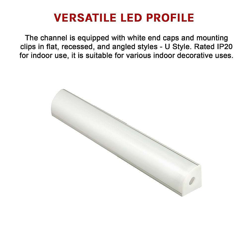 10 Pack 1M Aluminum LED Strip Light Channel Profile - Dimmable, Waterproof for Kitchen Cabinet, Under Cabinet Lighting, Shelf, Staircase, Bar Counter Decoration