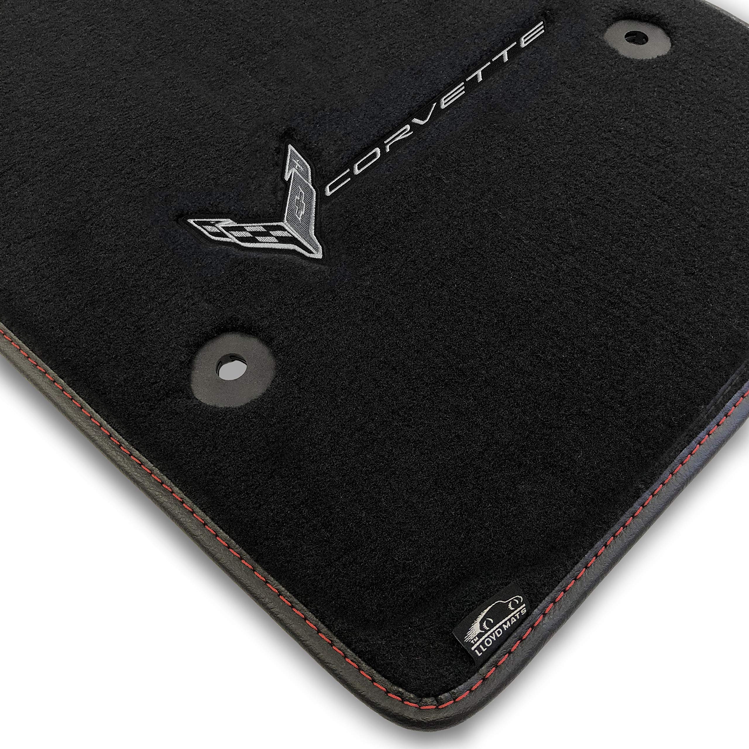 Premium Custom-Fit Carpeted Floor Mats for Corvette C8 2020-ON Coupe & Convertible - Luxury Car Floor Liners with Chrome Logo (Charcoal, 2PC Combo) | Perfect for Daily Driving & Car Shows