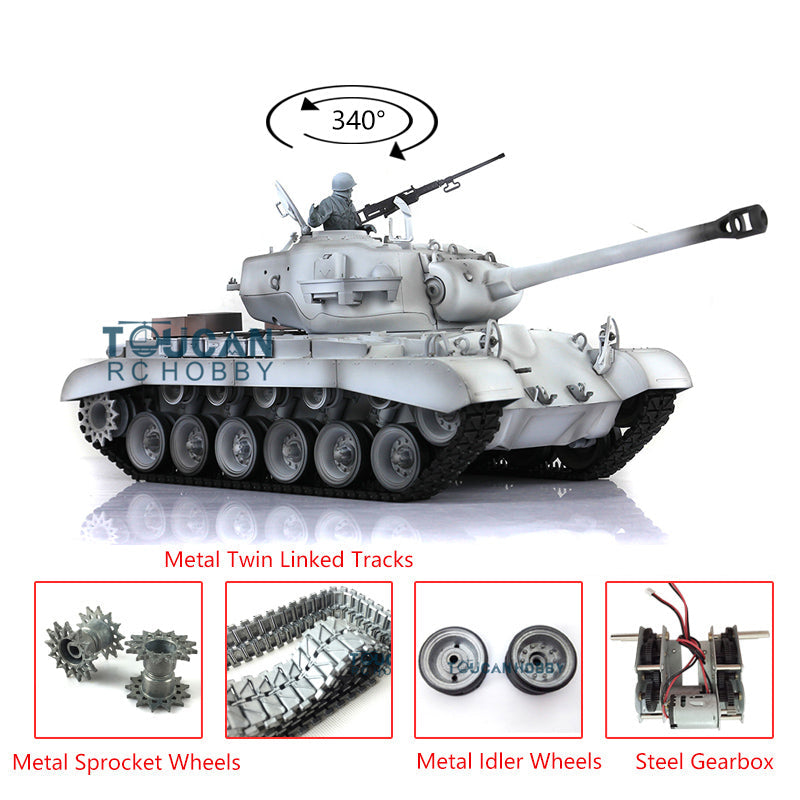 2.4GHz Henglong 1/16 Scale RC Tank - Upgraded M26 Pershing 3838 Model with Metal Sprocket Wheels, Engine Sound & Rubber-Padded Metal Tracks | Perfect for Military Enthusiasts, Collectors and Outdoor RC Battles