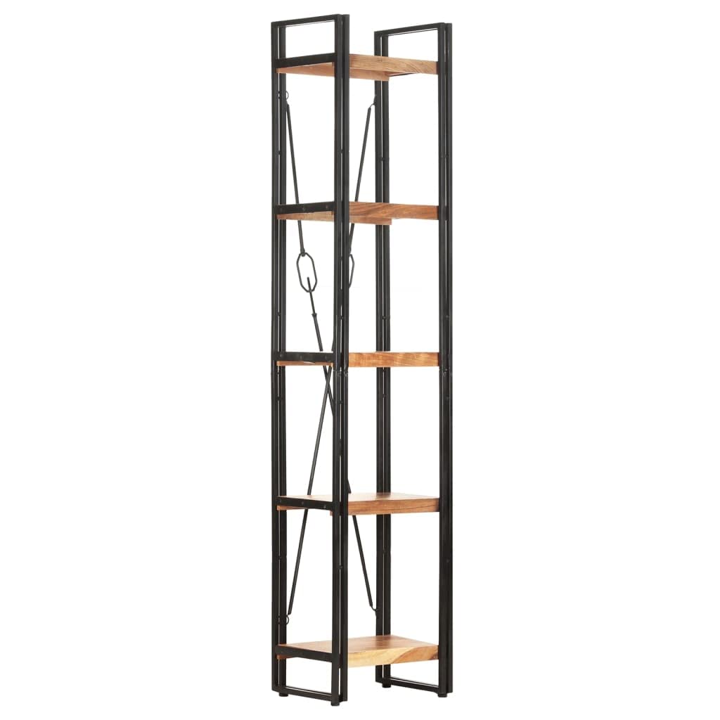 5-Tier Bookcase, Solid Acacia Wood Bookshelf - 15.7