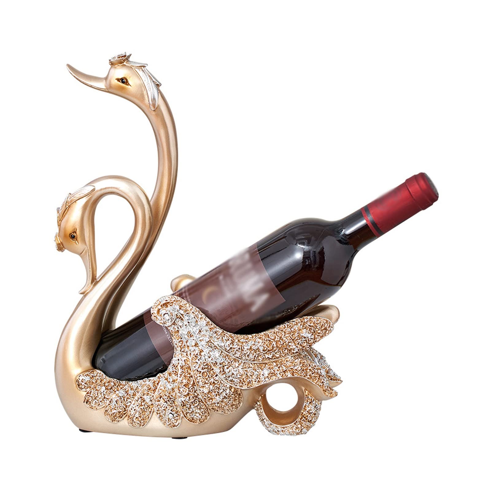 SEFAX Hand-Carved Gold Swan Wine Rack - Elegant Resin Home Decor for Kitchen, Bar & Party | Unique Wine Bottle Holder & Decorative Statue for Dining Room, Living Room & Wedding Centerpieces