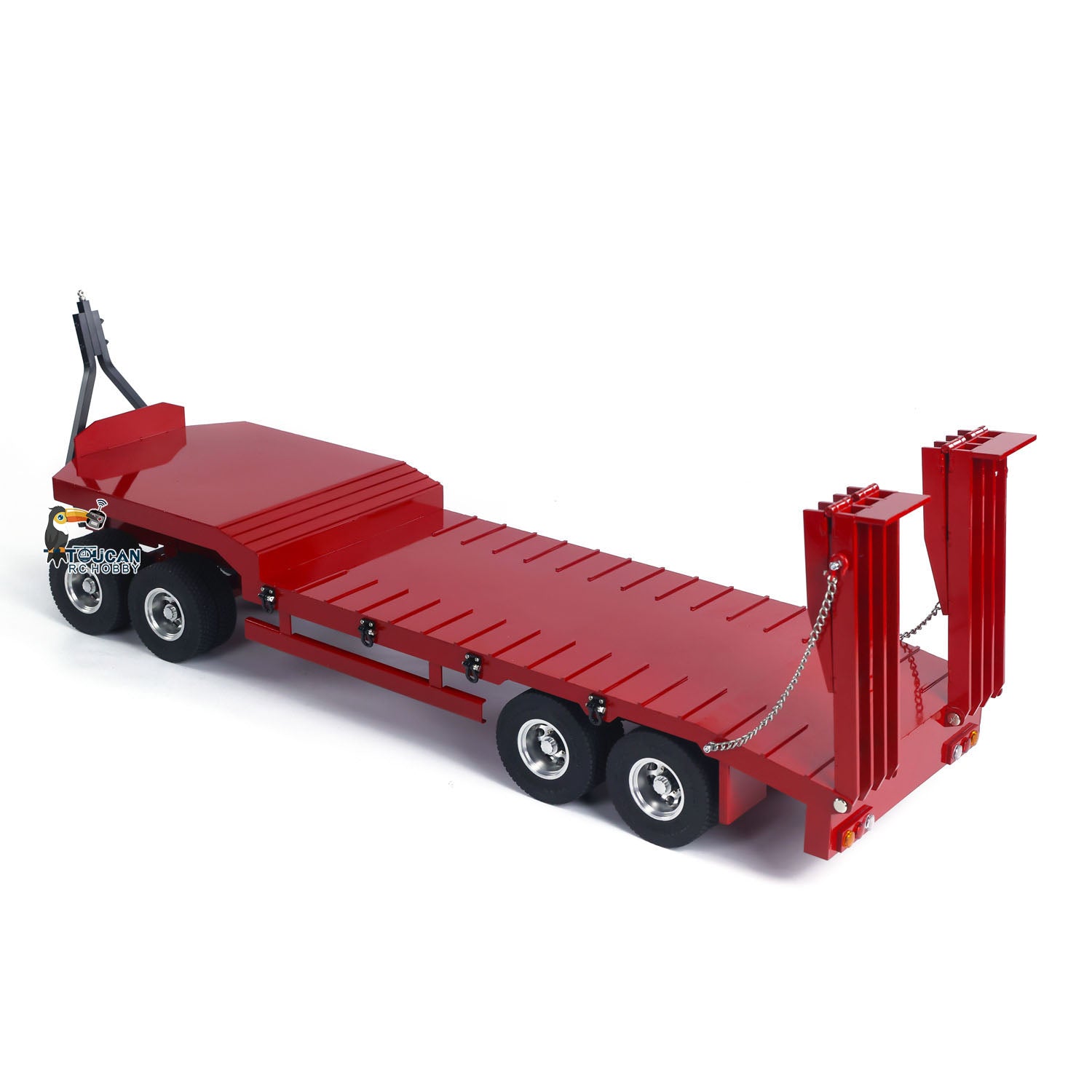 1/14 Scale RC Tractor Truck Metal 4-Axle Full Trailer with Electric Tailgate - Remote Control Car Simulation for Hobbyists & DIY Enthusiasts | Perfect for Off-Road Adventures & Model Truck Competitions