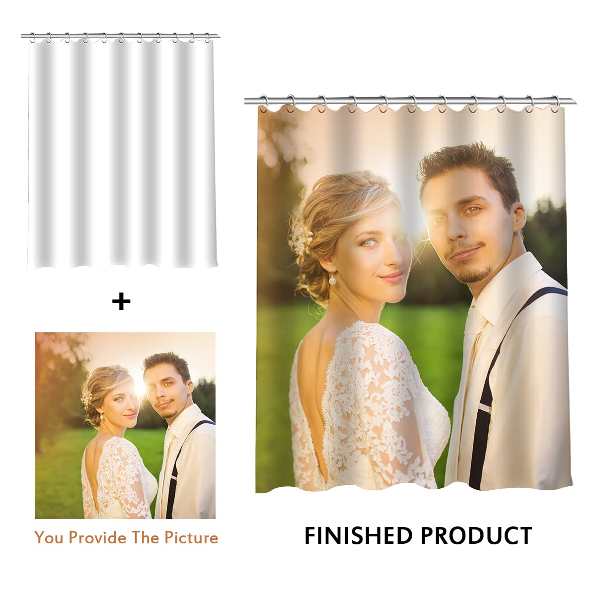 Custom Photo Shower Curtain - Personalized Picture Bathroom Decor with Hooks | Waterproof Polyester Fabric 66x72 inches | Perfect for Home, Spa, Dorm & Airbnb Decor