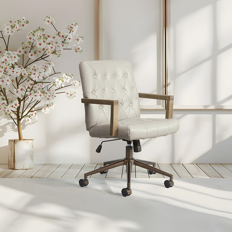 Office Star Waltham Faux Leather Ergonomic Office Chair - Adjustable Height & Swivel - Comfortable Desk Chair for Home & Office Workspace - Perfect for Long Hours of Sitting & Computer Work