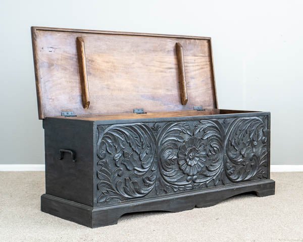 Handmade Charcoal Wooden Blanket Box - Handcrafted Storage Trunk for Blankets, Pillows & Bedding | Perfect for Bedroom, Living Room & Nursery Organization