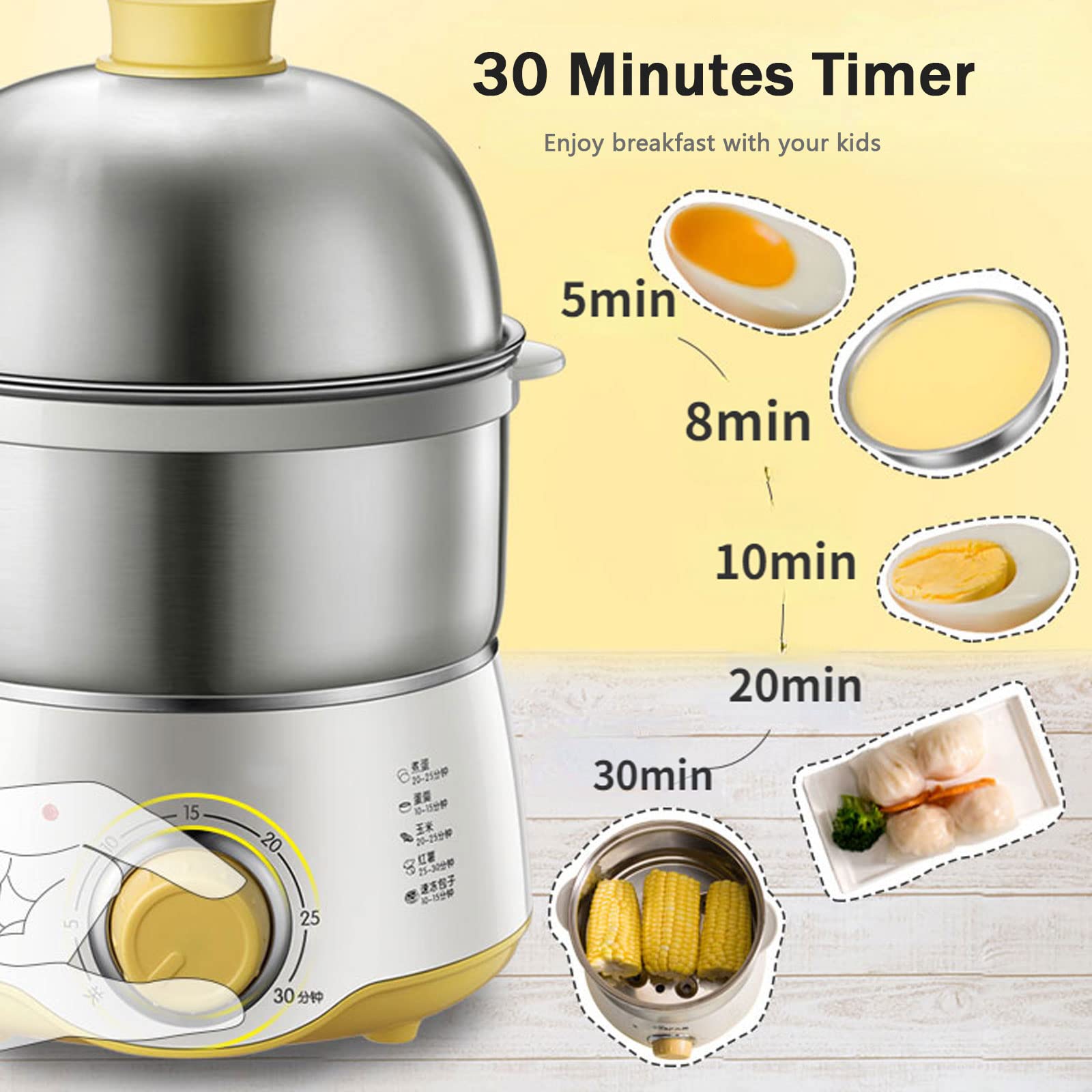 14 Egg Electric Egg Cooker with Auto Shut-Off - Fast Hard Boiled, Poached, Scrambled Eggs & Omelets Maker - BPA-Free Double Layer Design for Healthy Breakfast & Meal Prep