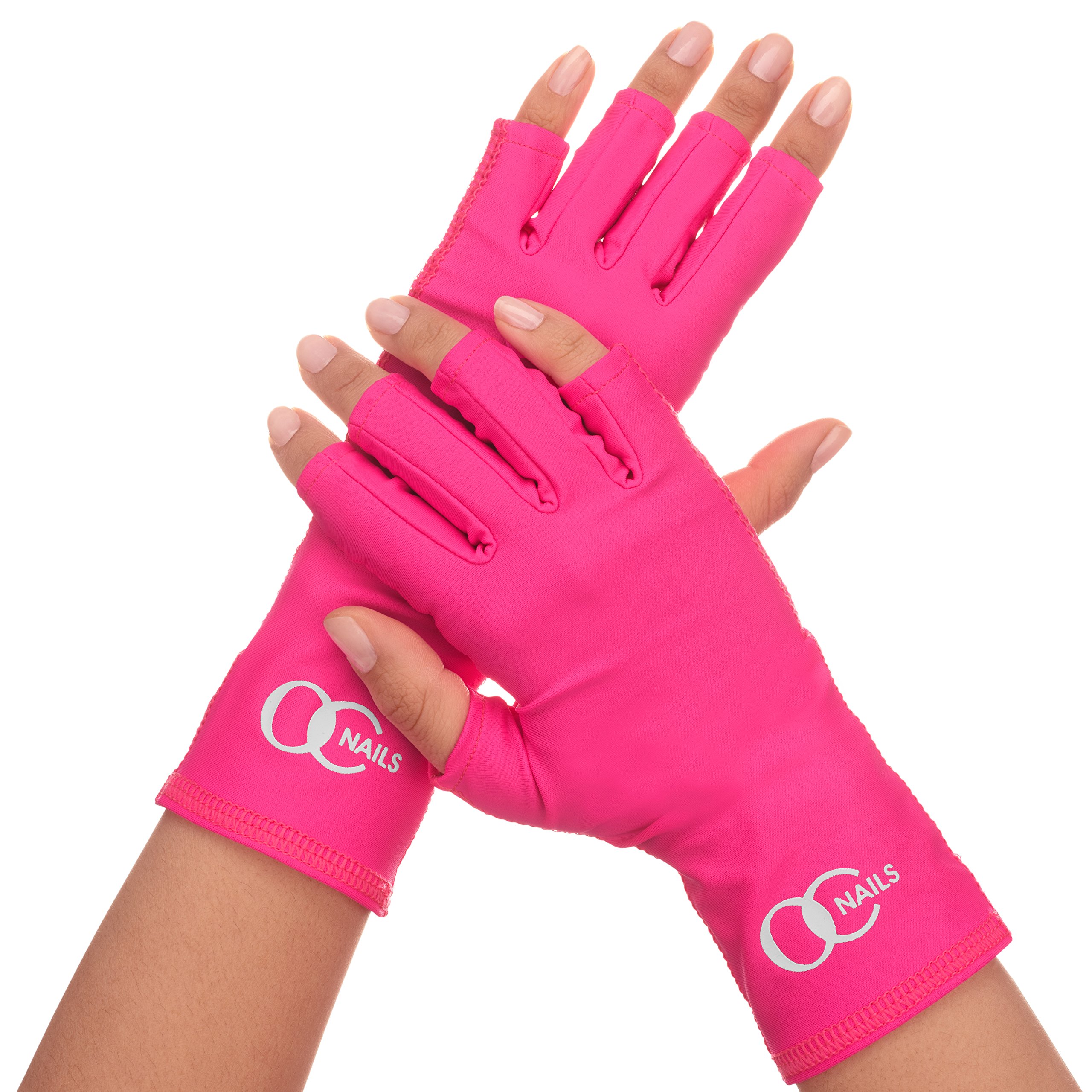 UV/LED Lamp Protective Gloves for Gel Manicures - Hot Pink Sunscreen Gloves to Prevent Hand Darkening - Perfect for Nail Salons & At-Home Nail Care
