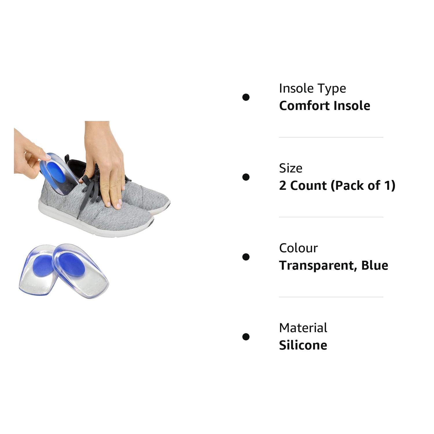 SIQULIX Silicone Heel Cups for Pain Relief - Gel Heel Pads for Men & Women - Shock Absorbing Shoe Inserts for Heel Spurs, Ankle Support & Comfort - Ideal for Running, Walking & Work Shoes