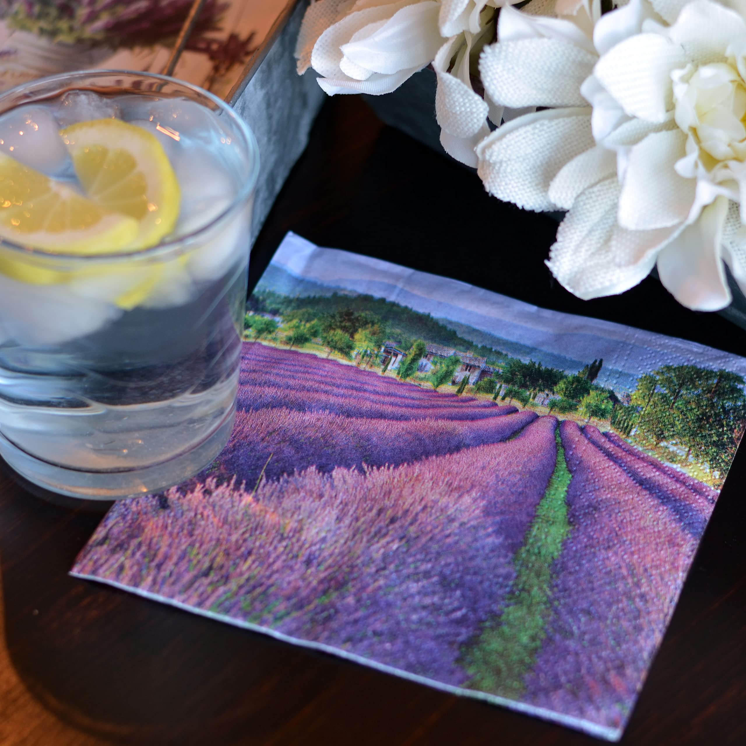 Premium 80-Count Lavender Napkins - 4 Packs of 20, 3-Ply Soft Paper, Luncheon Size 6.75