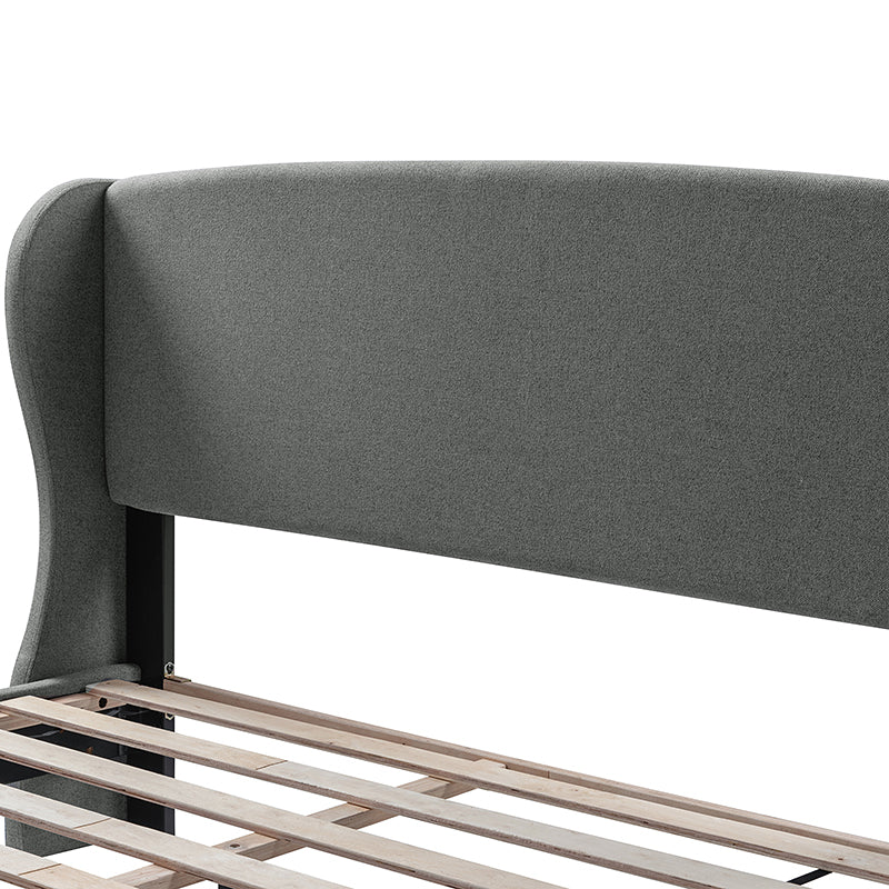Baotist Upholstered Wingback Platform Bed Frame - Queen Size Modern Bedroom Furniture for Master Bedroom, Guest Room & Apartment