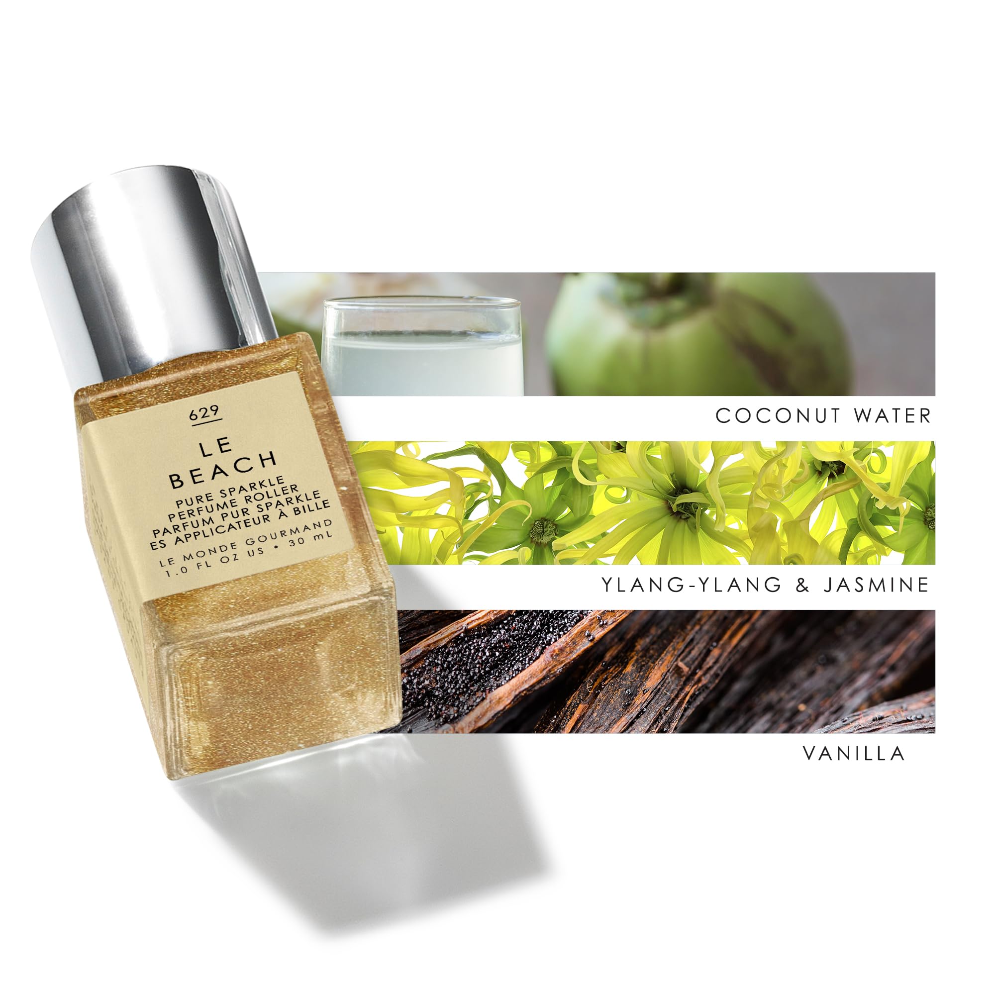 Le Monde Gourmand Le Beach Perfume Oil - 1 fl oz (30ml) | Long-Lasting Tropical Scent for Women | Perfect for Summer, Beach Vacations & Date Nights