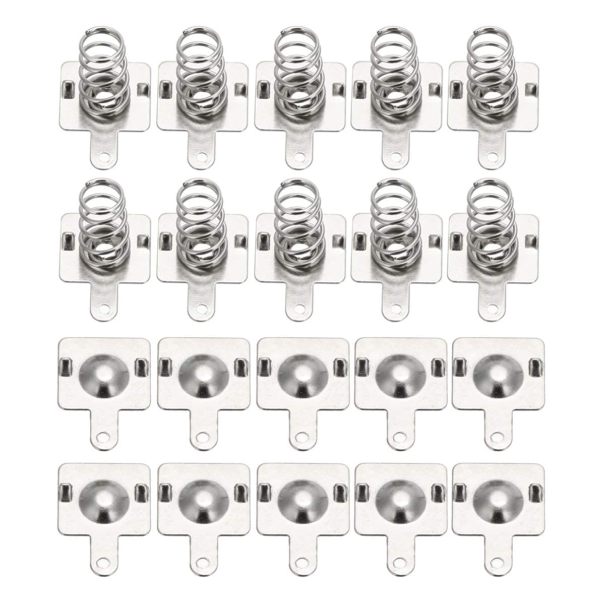 Youmine 10 Pairs Silver 9mm Spring Battery Contact Plates - Durable Metal Replacement for AA AAA Batteries - Perfect for Remote Controls, Toys, Flashlights and Electronic Devices