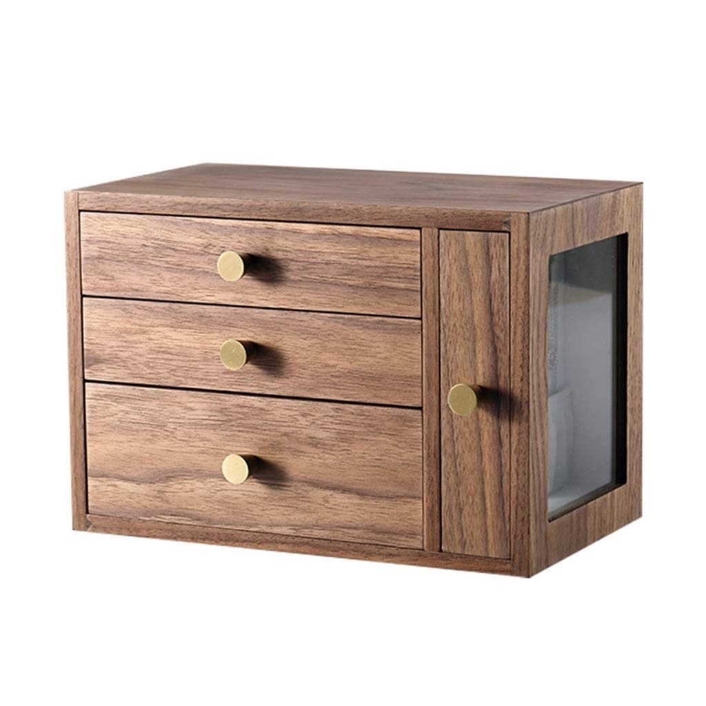 4-Layer Wooden Jewelry Box Organizer with Drawers - Large Capacity Jewelry Storage Case for Necklaces, Rings & Bracelets (25.5×14.5×17.5cm, Brown) - Perfect for Bedroom Vanity, Travel & Gift Giving