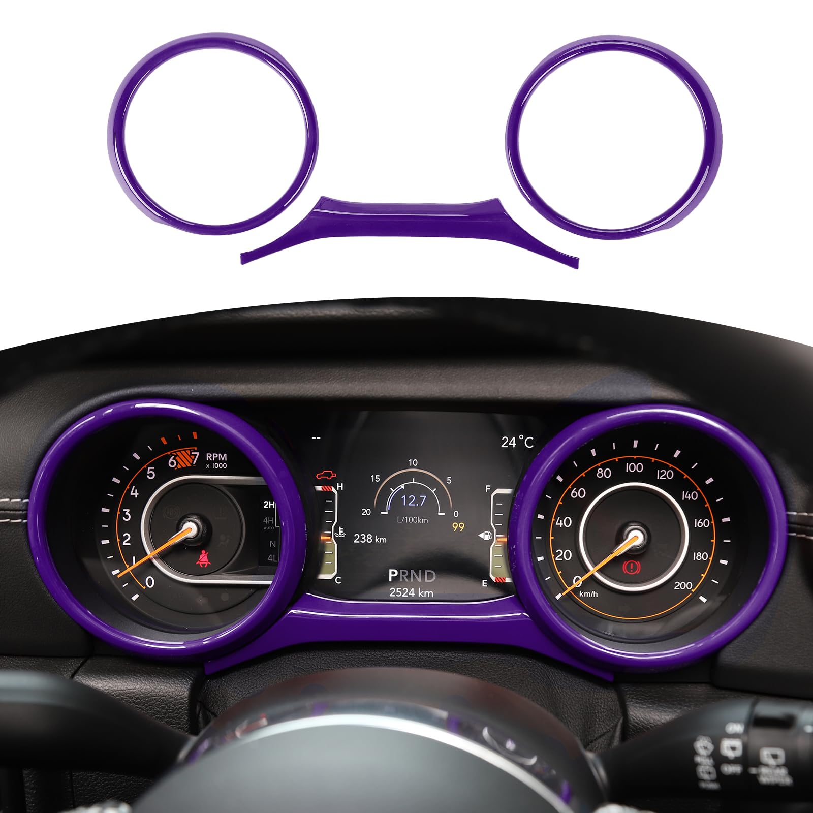 Jeep Wrangler JL JLU & Gladiator JT Dash Cluster Gauge Trim Ring Cover (2018-2023) - Purple Interior Accessories (3-Piece Set) | Durable ABS Plastic, Easy Installation, Custom Fit for Enhanced Dashboard Style