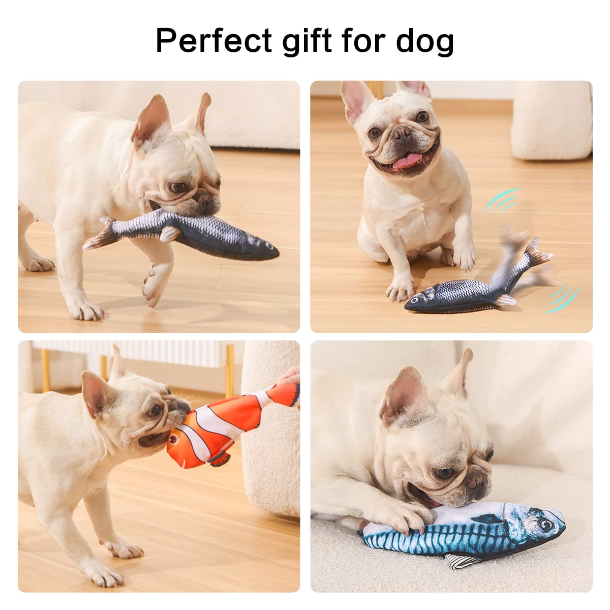 2 Pack Electric Moving Dog Fish Toy with Updated Motor - Realistic Flopping Interactive Pet Toy for Small Dogs (Washable Oxford Cloth Cover Included) - Perfect for Indoor Play, Training & Boredom Relief