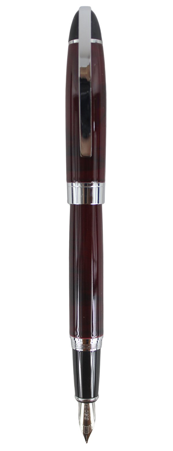 Premium Silver Clip Fountain Pen 517 with Gift Box - Elegant Red Ink Writing Pen for Calligraphy, Journaling & Business Signatures