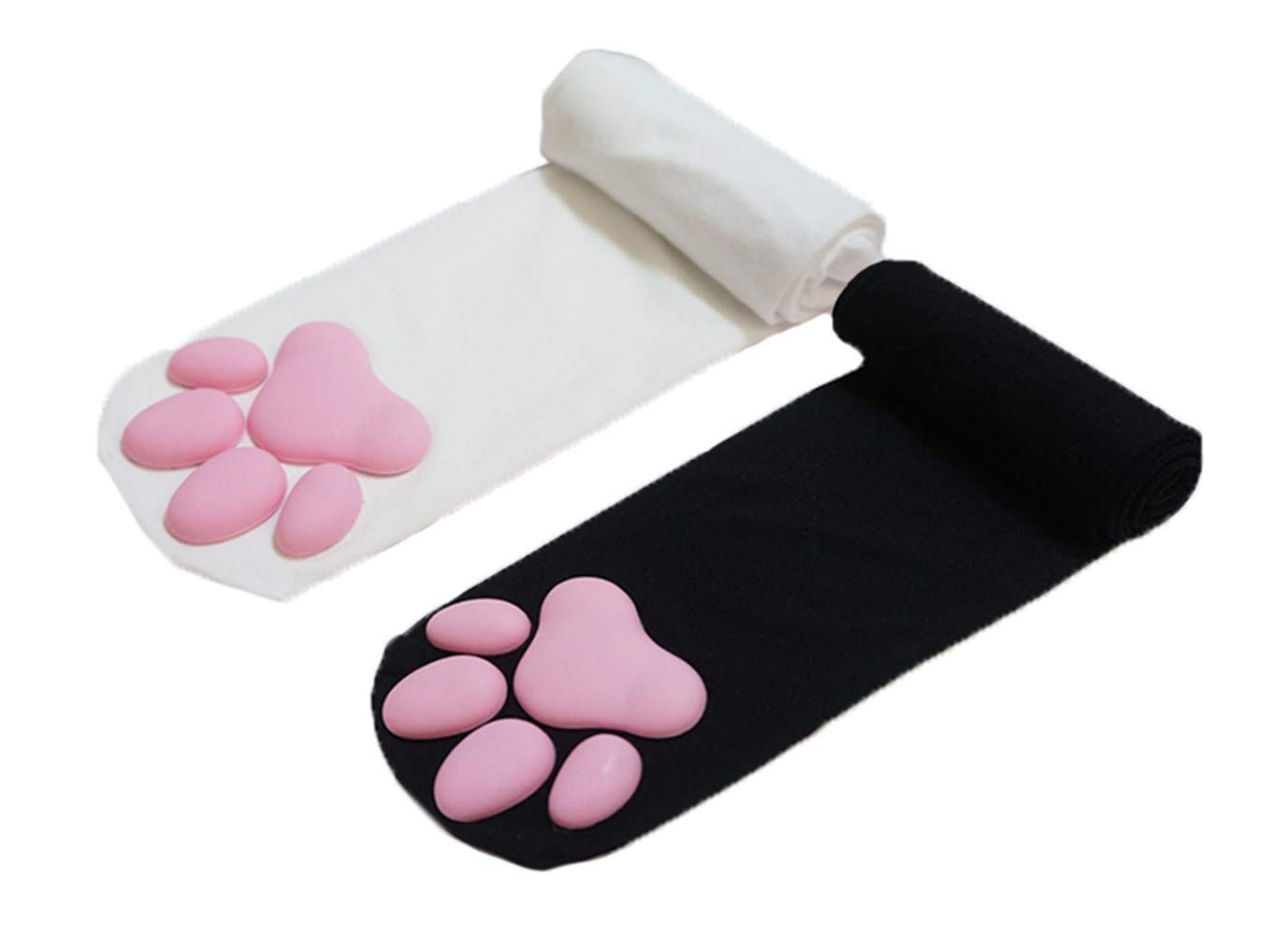 Women's Thigh High Socks with 3D Cat Paw Design - Cute Kitten Claw Stockings for Lolita & Y2K Fashion | Pink Cosplay Socks for Anime, Kawaii Outfits & Winter Layering