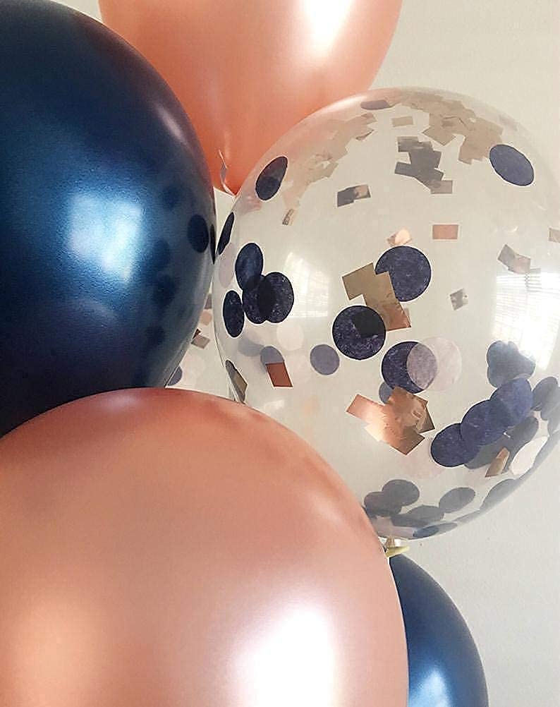 Navy Blue & Rose Gold Balloons - Elegant Bridal Shower, Gender Reveal, Birthday & Wedding Decorations | Perfect for Baby Showers, Parties & Special Events