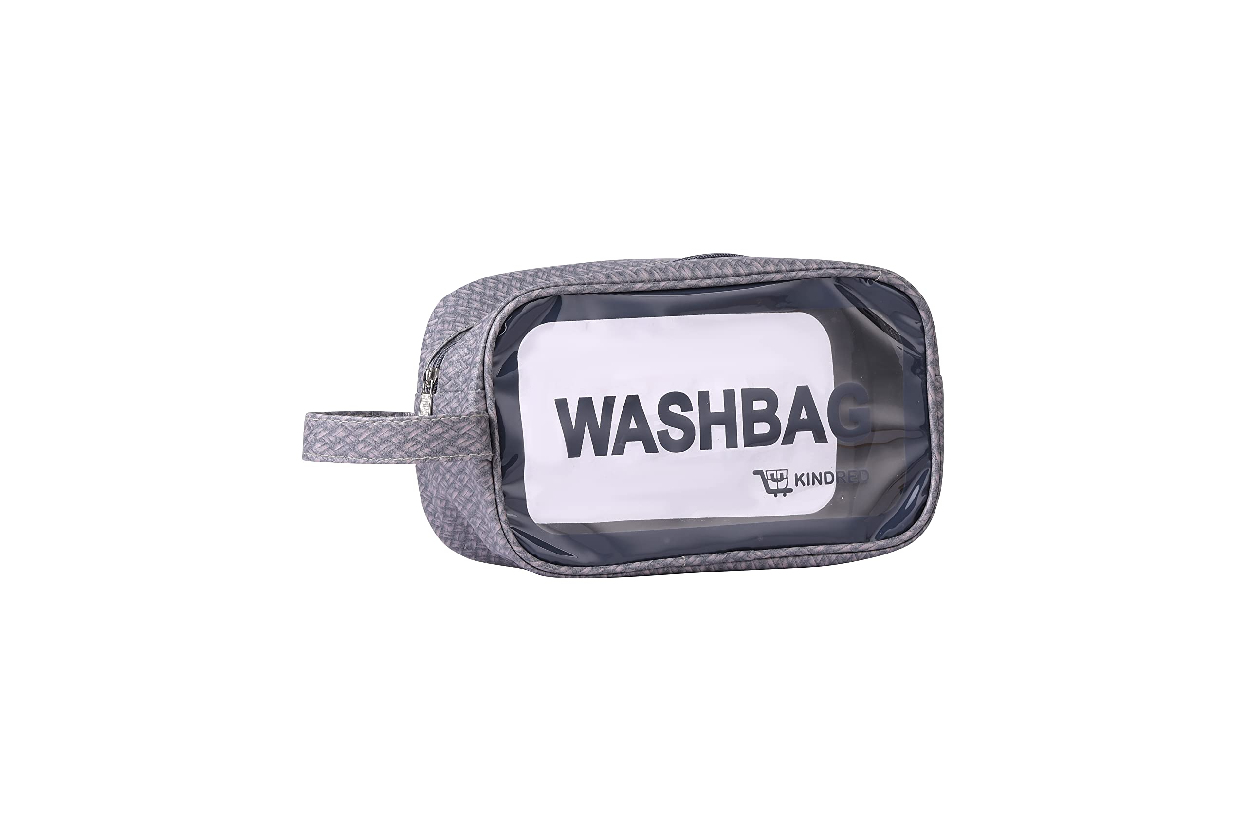 KINDRED Small Grey Makeup Bag for Women - Travel Toiletry Organizer with Handle, Portable Cosmetic Storage Pouch for Grooming Essentials | Perfect for Travel, Gym, and Daily Use