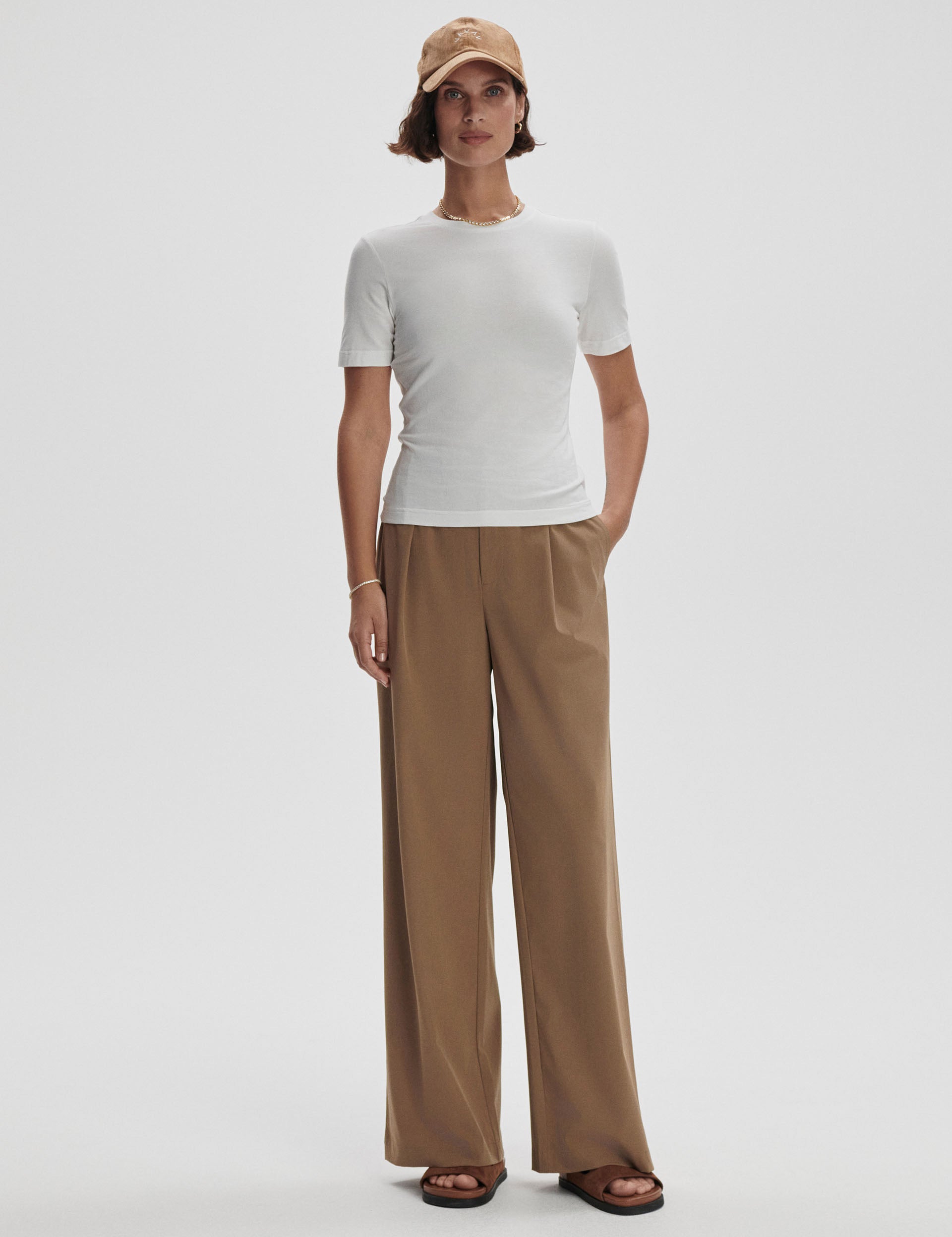 Regina Fitted Tee - Women's Slim Fit Basic T-Shirt in White | Casual Everyday Wear, Layering Essential & Office Outfits