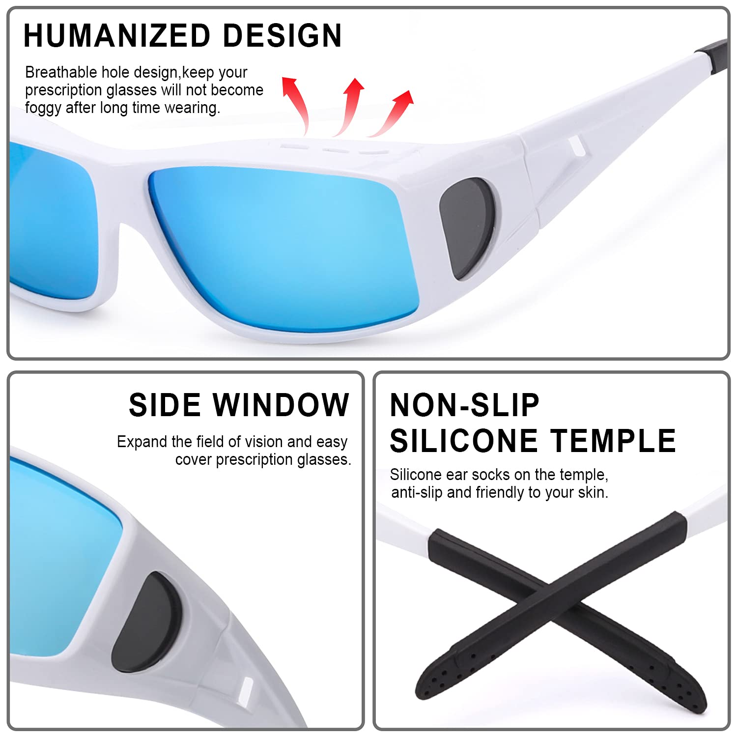 Polarized Fit Over Sunglasses for Men & Women - UV Protection Wrap Around Sunglasses to Wear Over Prescription Glasses | Driving, Outdoor Sports & Daily Wear