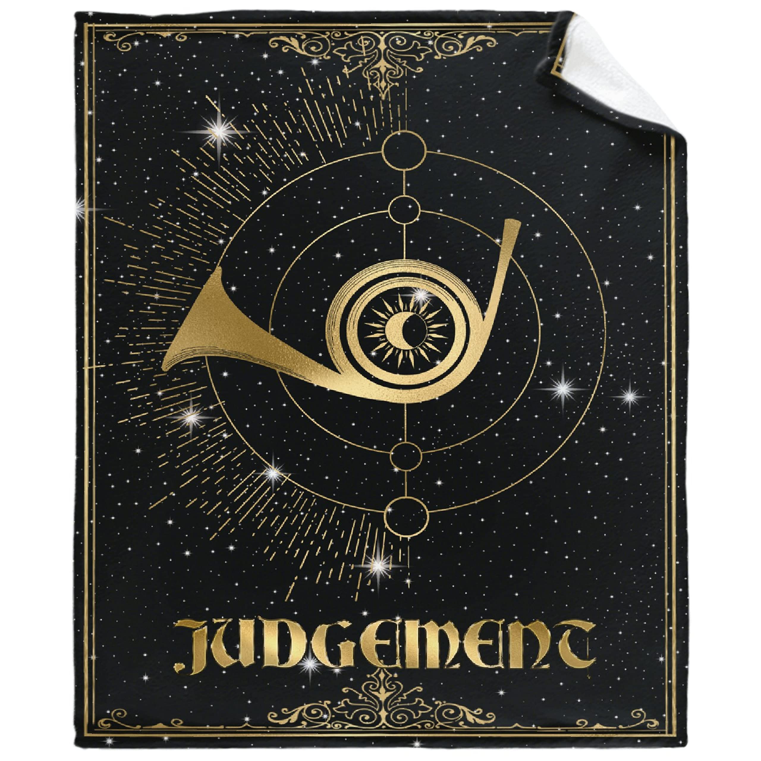 Celestial Astrology Constellation Tarot Card Boho Hippie Throw Blanket - Golden Judgement Wiccan Psychedelic Flannel Blanket 90x120in - Lightweight & Soft for Bed, Sofa, Picnic & Family Use