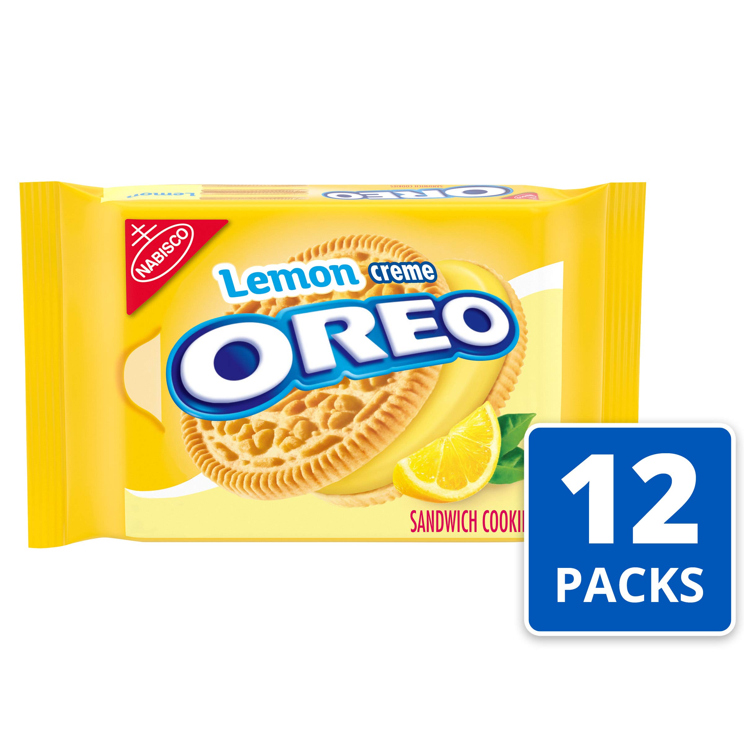 OREO Lemon Creme Sandwich Cookies, 12 Pack (15.25 oz) - Delicious Lemon Flavored Cookies for Snacking, Lunch Boxes & Party Treats