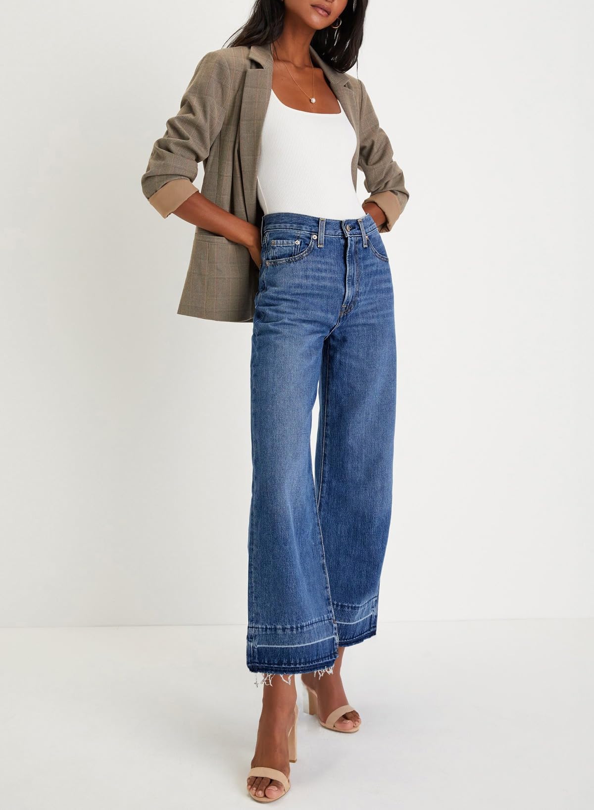 Stylish Women's High Waisted Wide Leg Jeans - Trendy Straight Leg Denim Pants for Casual Outfits & Streetwear | Comfortable Stretch Zimbaplatinum Jeans for Everyday Wear, Office, and Weekend Outings