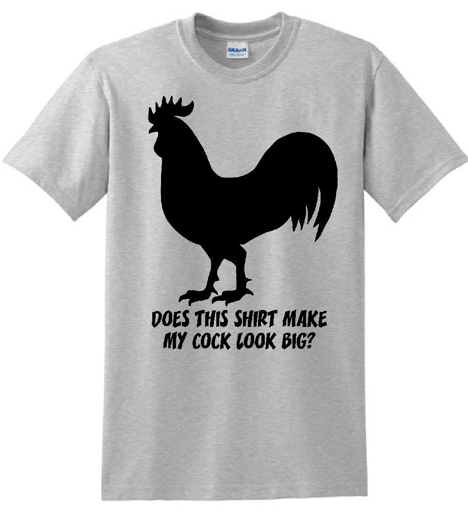 STUFF WITH ATTITUDE Funny Cock Look Big? Gray Graphic T-Shirt for Men - Casual Wear & Humorous Gift Idea