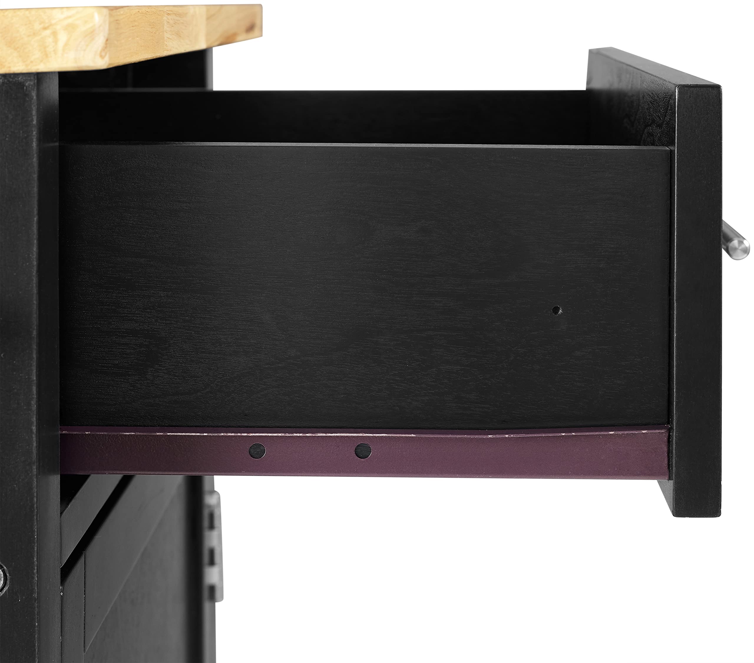 Crosley Savannah Drop Leaf Kitchen Island Cart with Wood Top, Spice Rack & Shelves - Black | Rolling Kitchen Cart for Small Spaces, Breakfast Nook & Apartment Living | Perfect for Storage & Food Prep