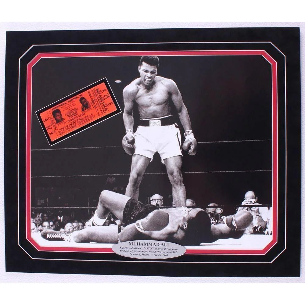 Muhammad Ali vs Sonny Liston Framed 16x20 Boxing Photo with Replica Ticket - Legendary Phantom Punch Fight - Perfect for Boxing Fans, Man Cave, Sports Memorabilia Collection