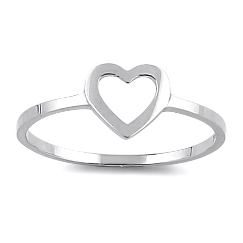 14K White Gold Heart Outline Ring - Dainty Minimalist Jewelry for Women, Perfect for Valentine's Day, Anniversary & Everyday Wear