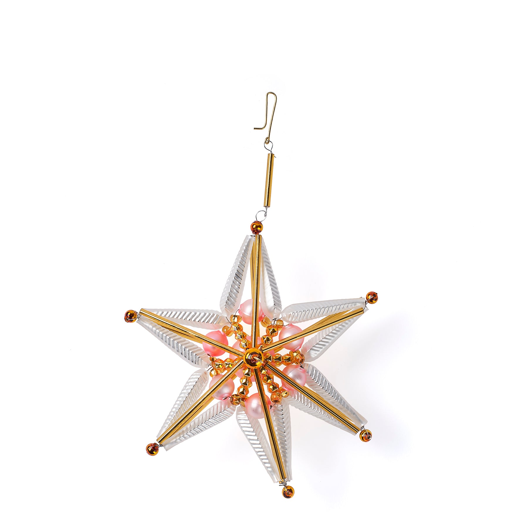 Large Gold and Pink Star Ornament - Elegant Holiday Decor for Christmas Tree, Party, and Home Decoration