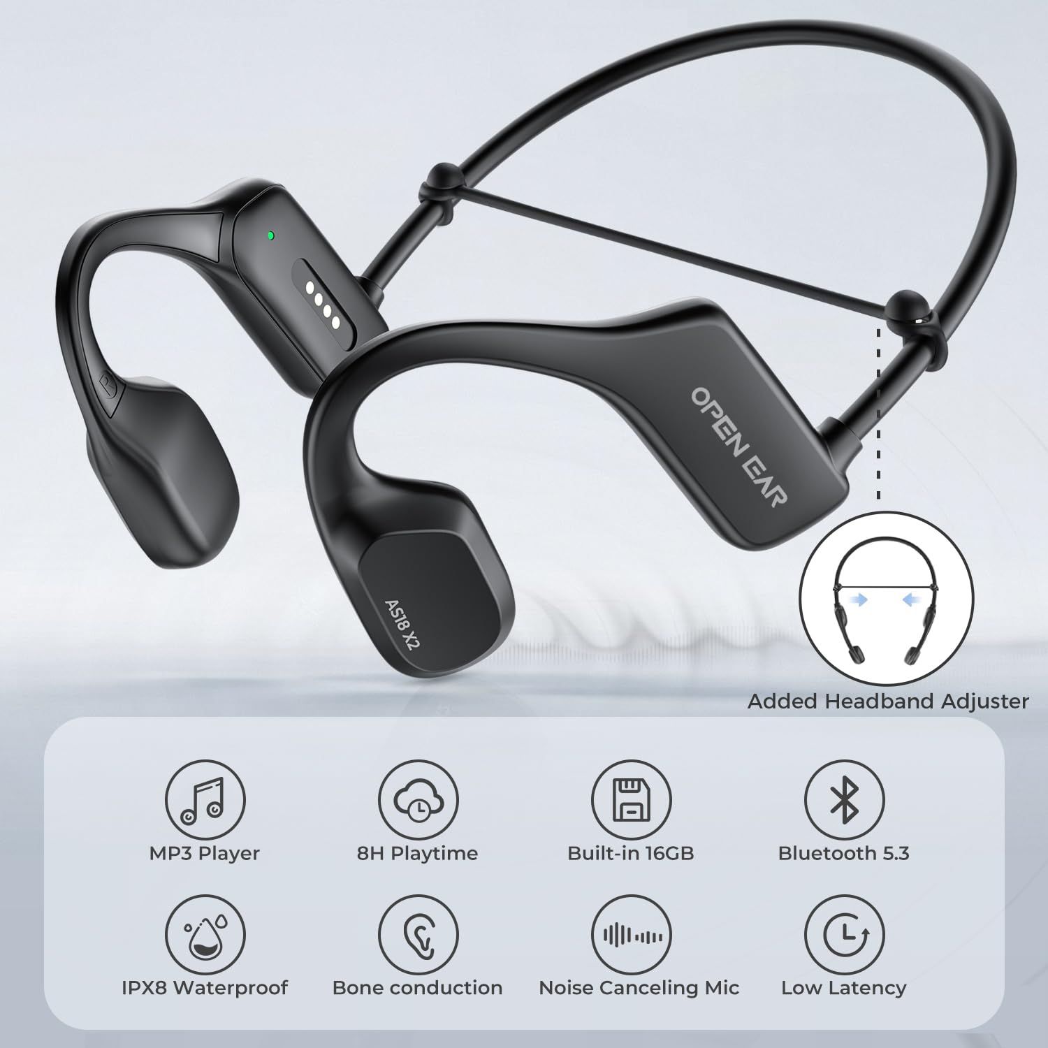 NAGFAK Bone Conduction Headphones Bluetooth 5.3 - Wireless IP68 Waterproof Headphones with 16GB MP3 Player for Swimming, Running, Cycling & Sports | Perfect for Underwater Workouts, Pool Training & Outdoor Activities