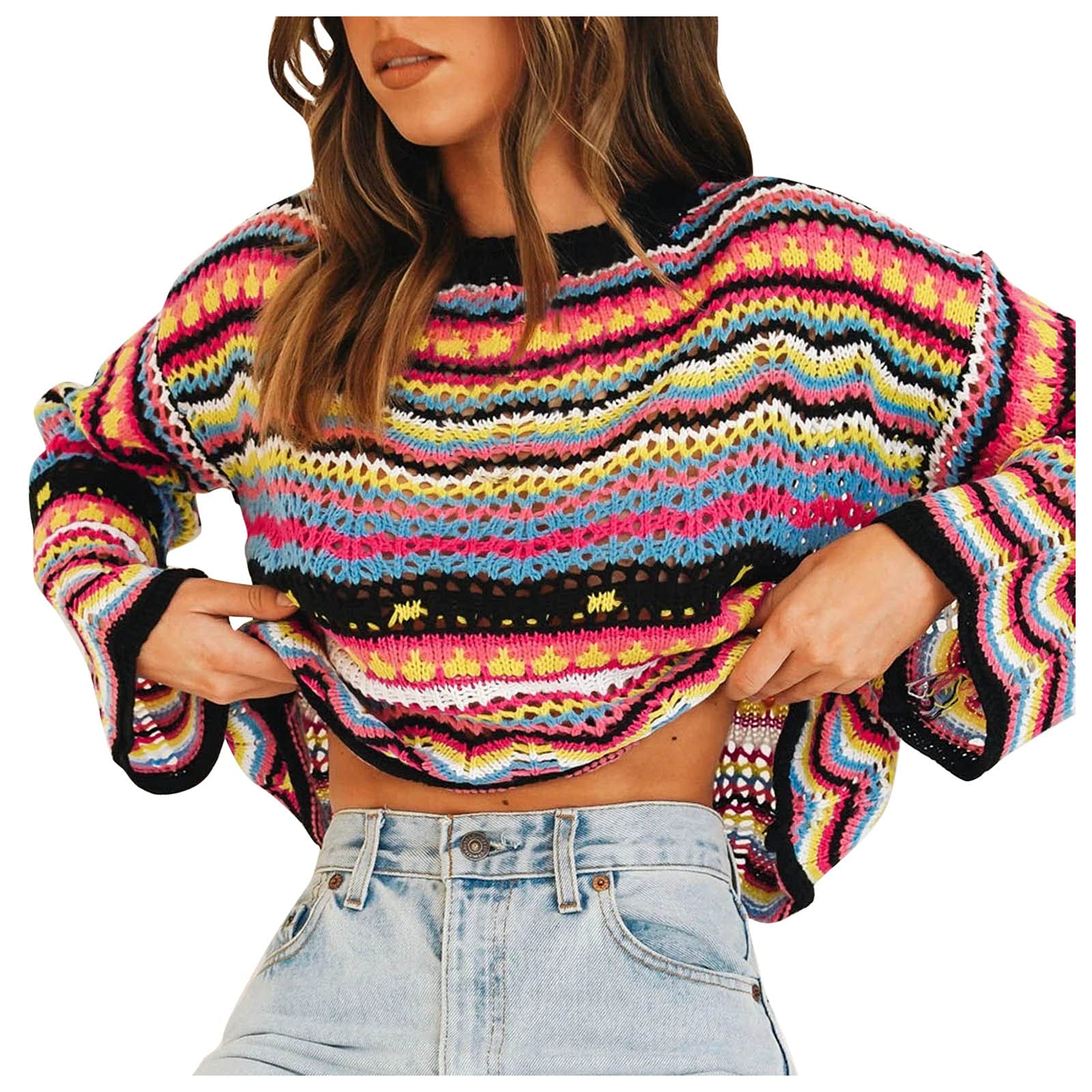 Women's V-Neck Puff Sleeve Sweater - Soft Dot Waffle Knit Pullover Top (Short/Long Sleeve) | Lightweight Blouse for Work, Date Night & Casual Outfits