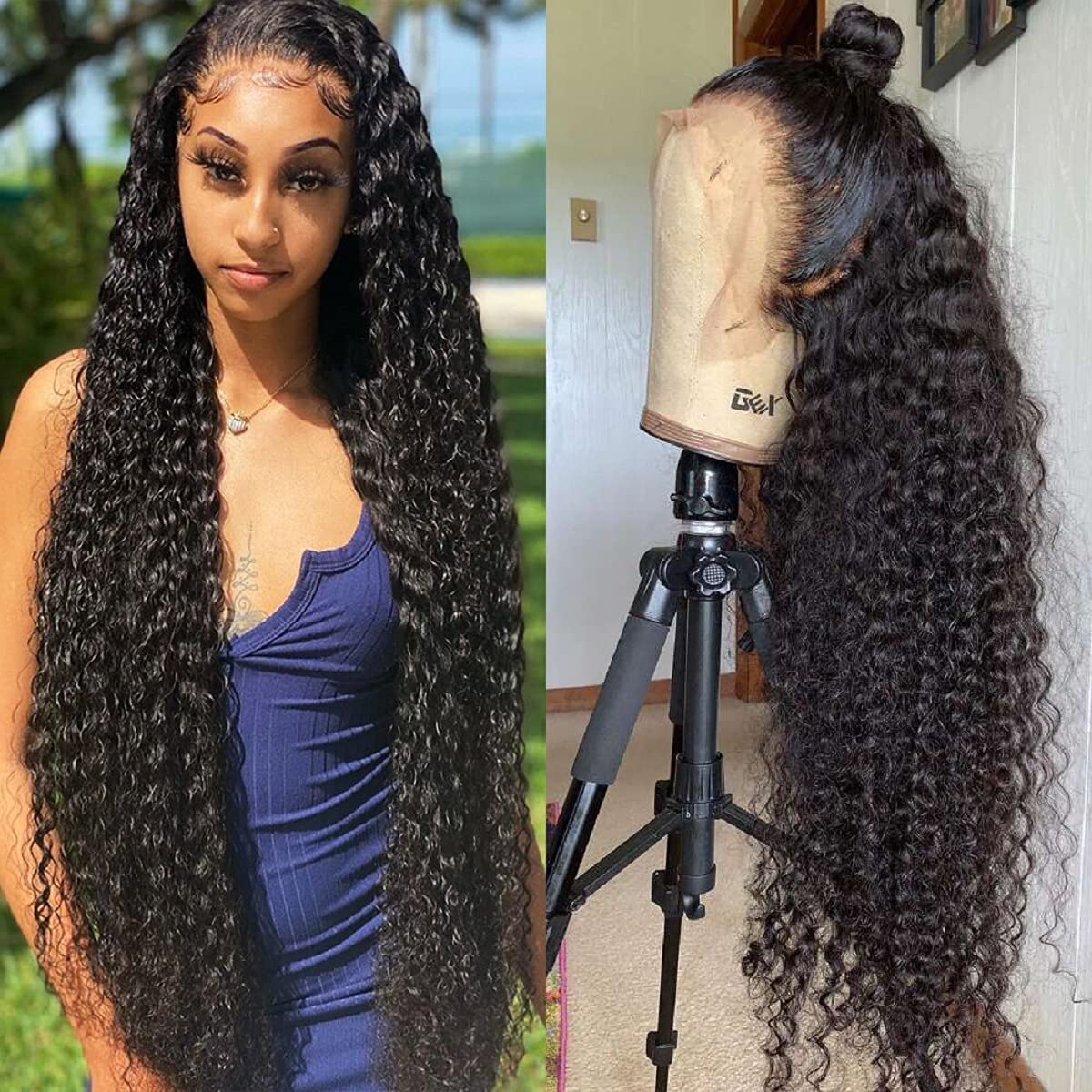30 Inch Deep Wave Lace Front Wigs Human Hair - 13x4 HD Lace Frontal Brazilian Hair Wig with Pre-Plucked Curly Lace - 150% Density for Natural Look - Perfect for Daily Wear, Cosplay, and Special Occasions