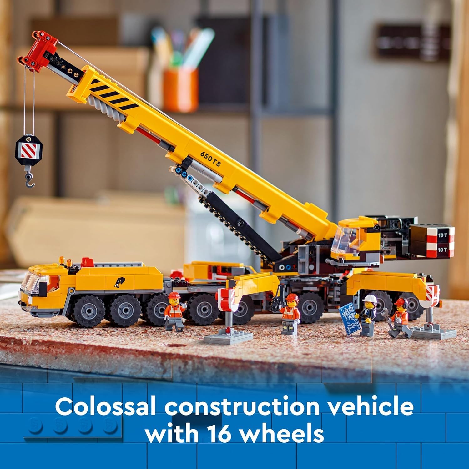 LEGO City Yellow Mobile Construction Crane Toy Set with Extendable Boom & 4 Minifigures - Creative Building Toy for Kids Ages 6-12 | Perfect for Construction Role Play, Birthday Gifts & STEM Learning Activities
