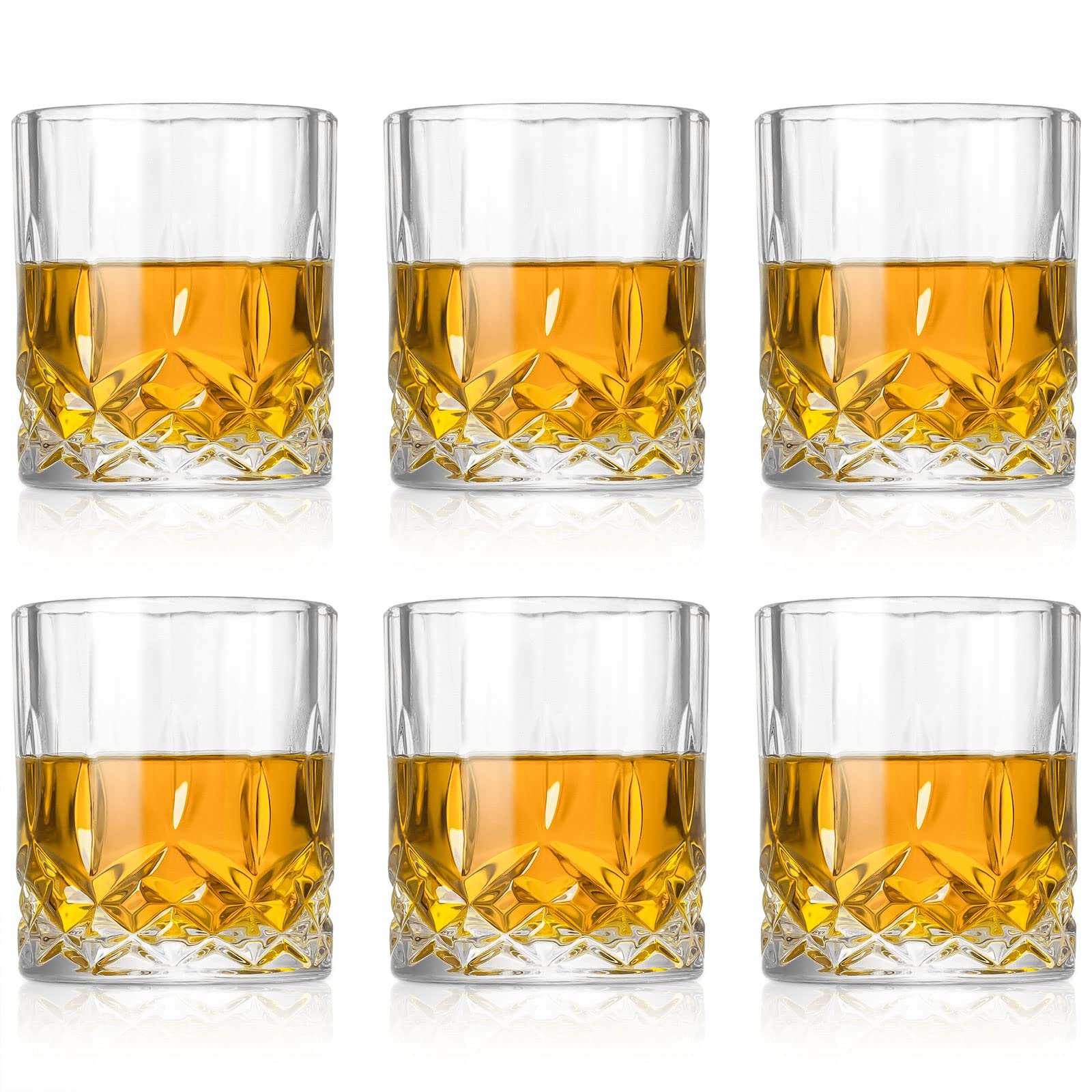 Premium 11 oz Whiskey Glasses Set of 6 - Old Fashioned Cocktail Glasses for Scotch, Bourbon & Rum - Heavy Base Barware for Home Entertaining & Gifts