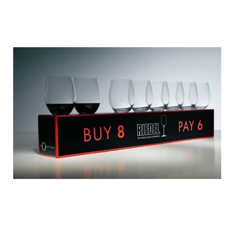 Premium Riedel O Cabernet Wine Glasses Set of 6 with 2 Bonus Glasses & Large Microfiber Polishing Cloth Bundle - Perfect for Red Wine Tasting, Dinner Parties & Gift Giving