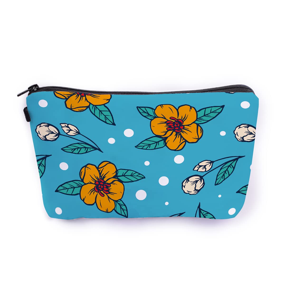Crazyify Floral Travel Cosmetic Bag for Women - Waterproof Canvas Makeup Pouch with Zipper, Toiletry Storage Organizer | Perfect for Travel, Gym, and Daily Use