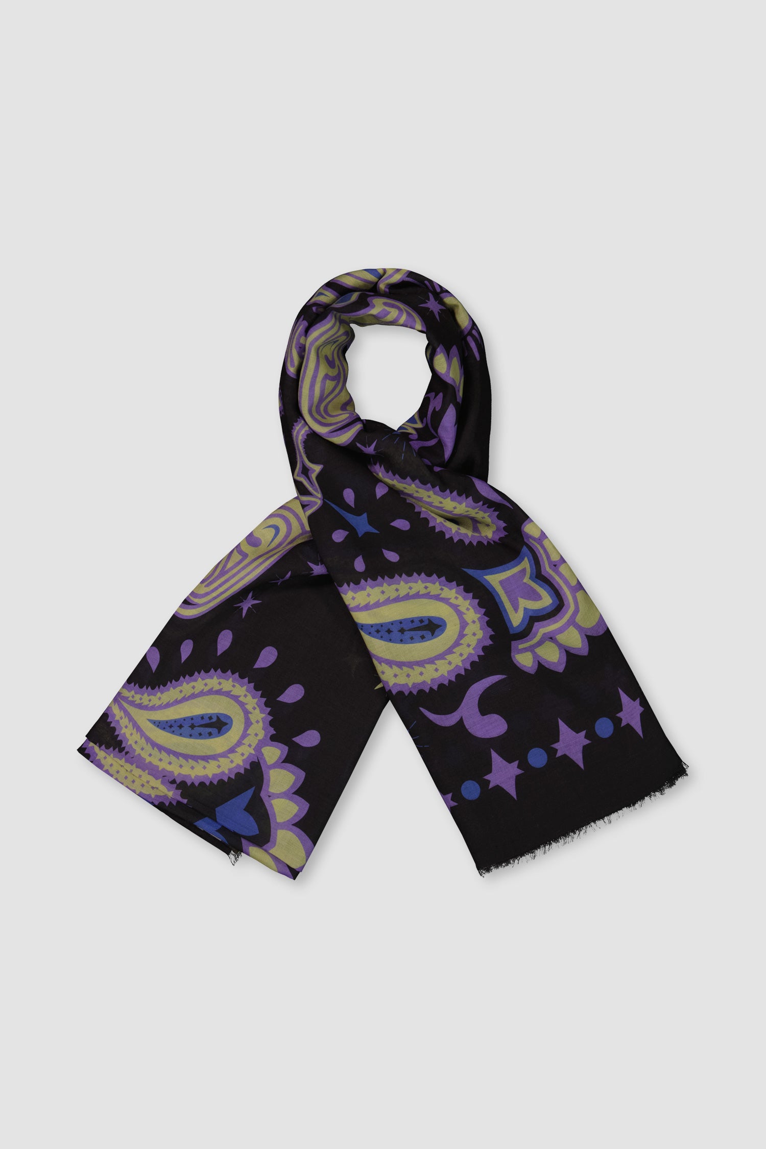 Faliero Sarti Black Psichedelica Scarf - Luxury Italian Silk Shawl for Women - Perfect for Evening Events, Weddings & Gift Giving