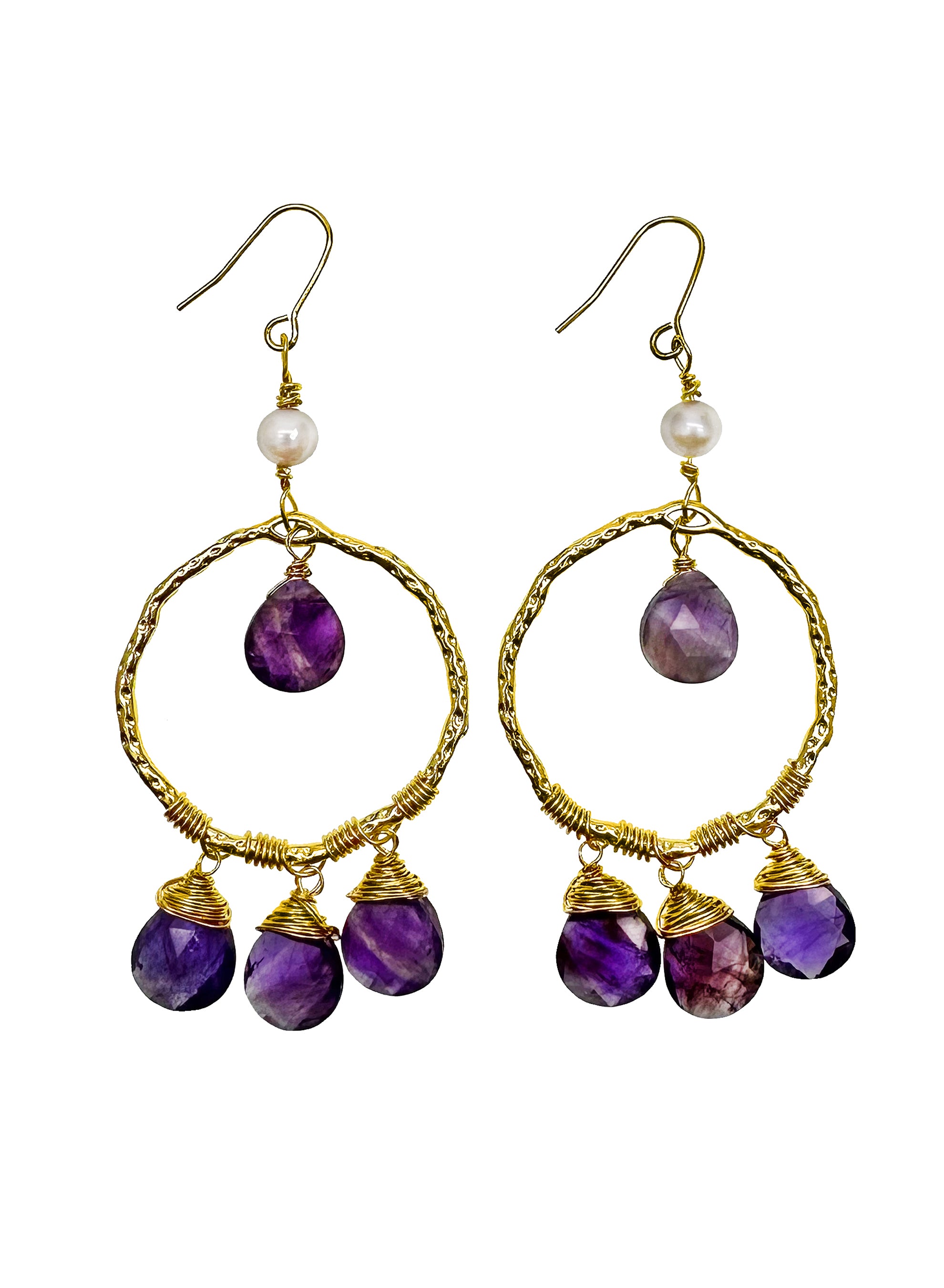 Natural Amethyst Dangle Earrings for Women - Handmade Sterling Silver Jewelry Gift - Perfect for Weddings, Parties & Special Occasions