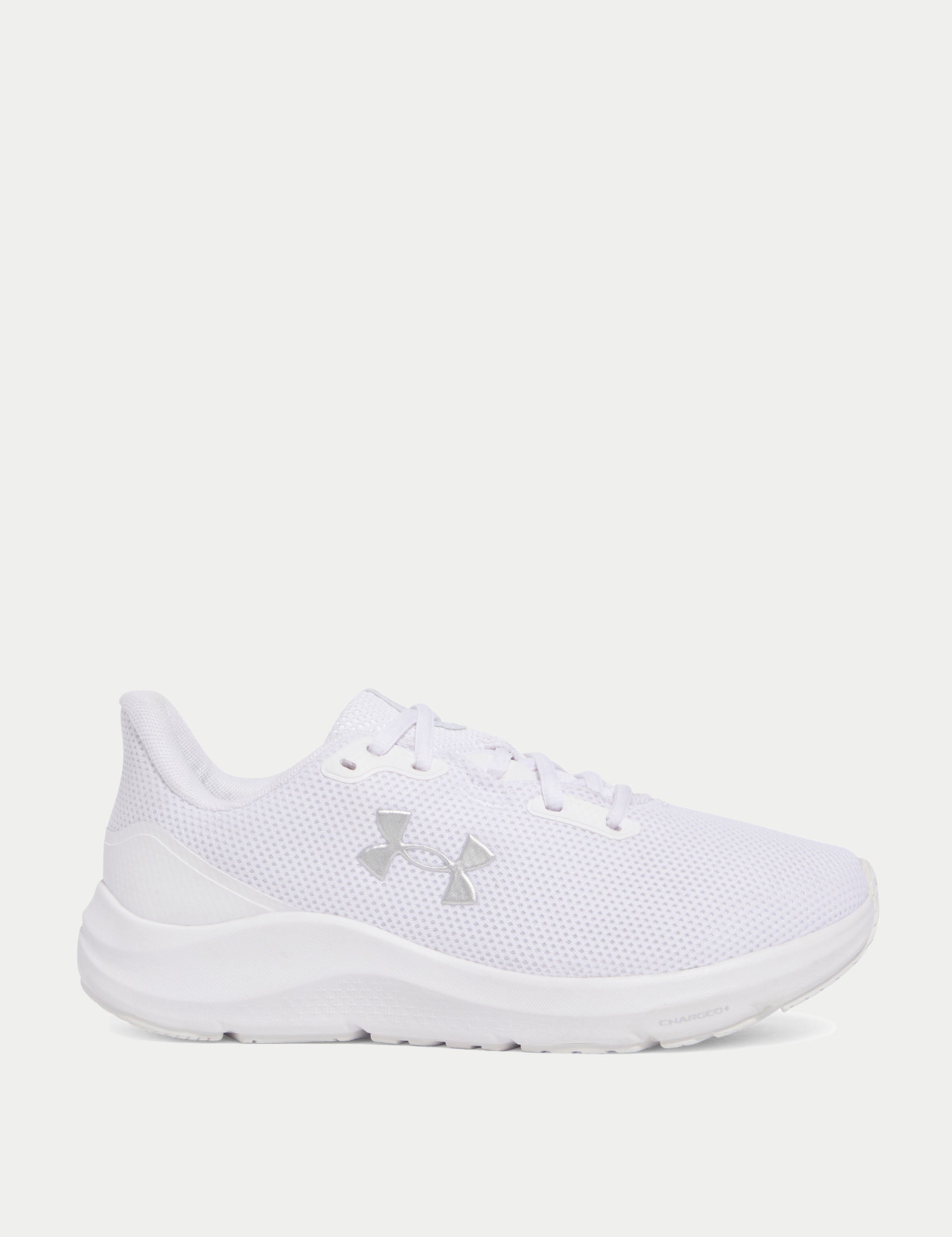 Pursuit 4 Running Shoes for Men & Women - Lightweight Athletic Sneakers in White/Metallic Silver - Perfect for Jogging, Gym Workouts & Daily Wear