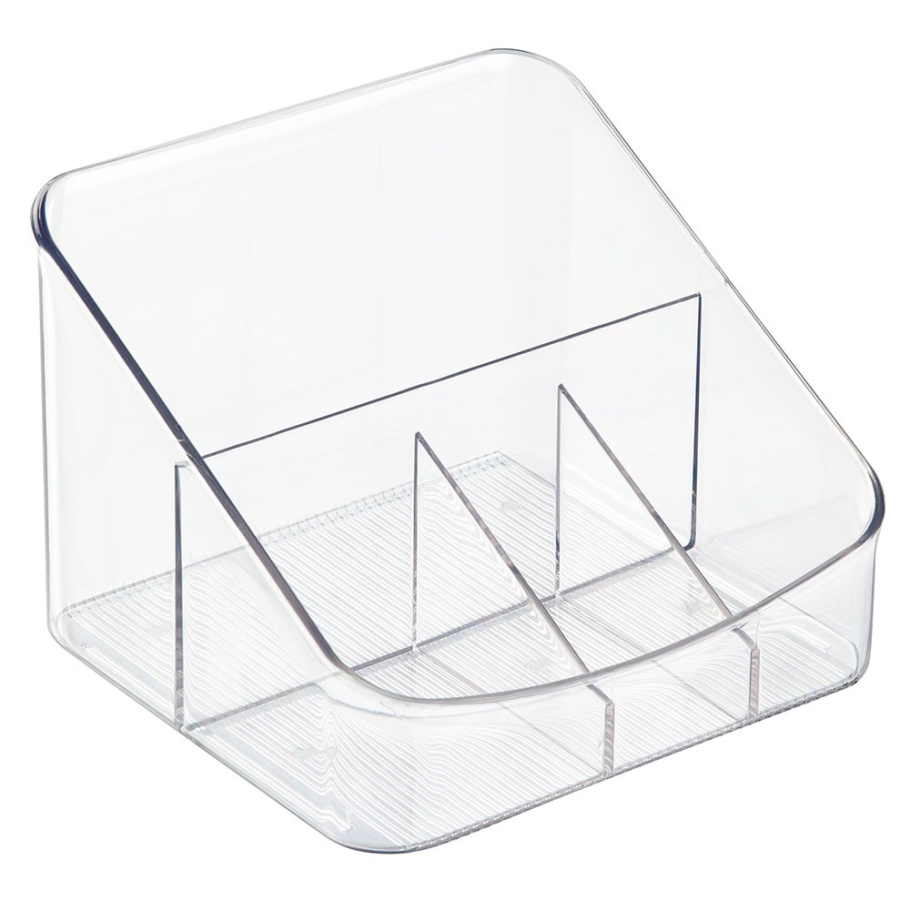 InterDesign Linus Coffee Holder & Station Plus - Clear Countertop Organizer for Coffee Pods, Tea Bags, and Utensils | Perfect for Kitchen, Office, or Dorm Room Organization