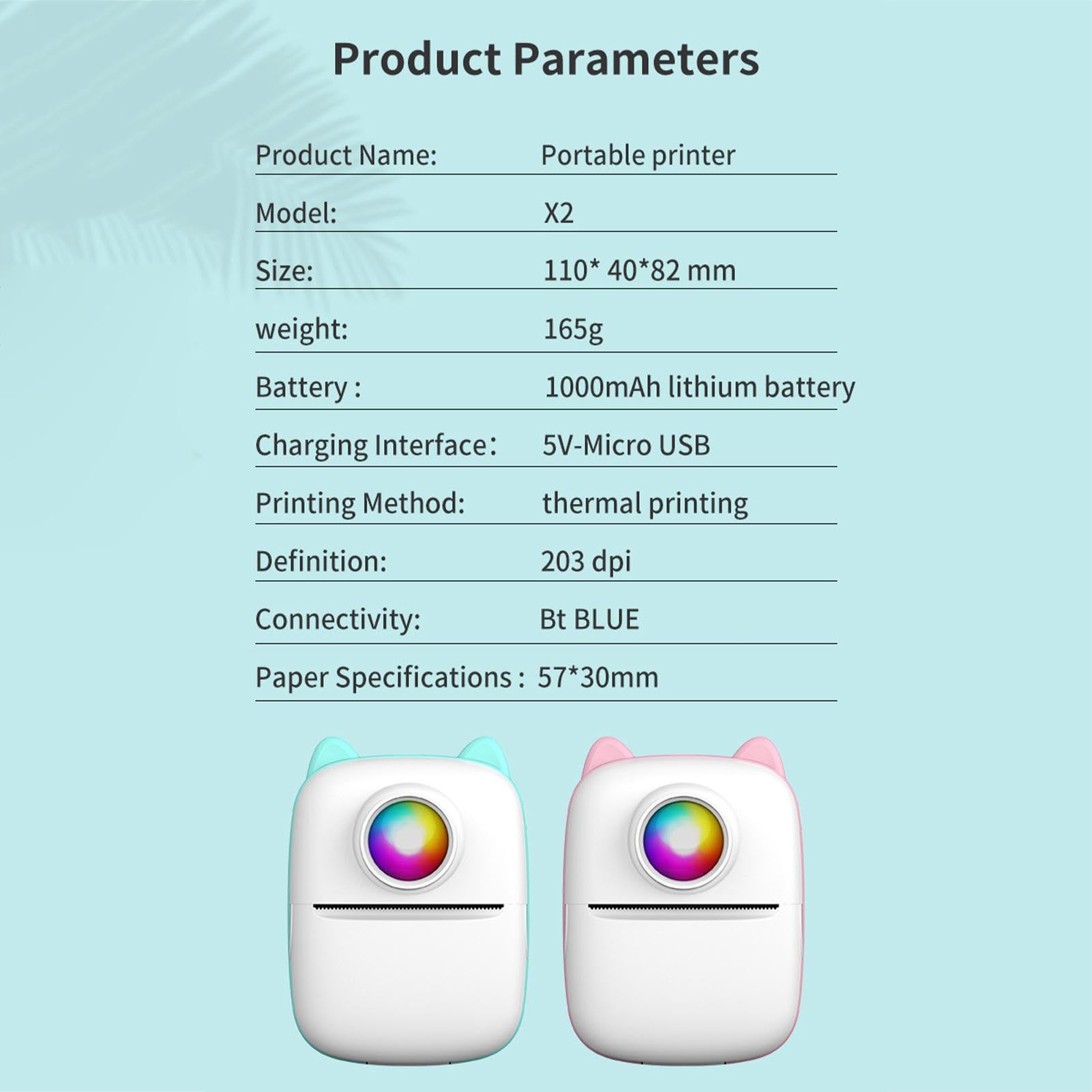 Wireless Photo Printer - 1200mAh Portable Mini Printer | 200DPI Pocket-Sized Printer for Instant Black & White Photos - Perfect for Travel, Parties & DIY Scrapbooking