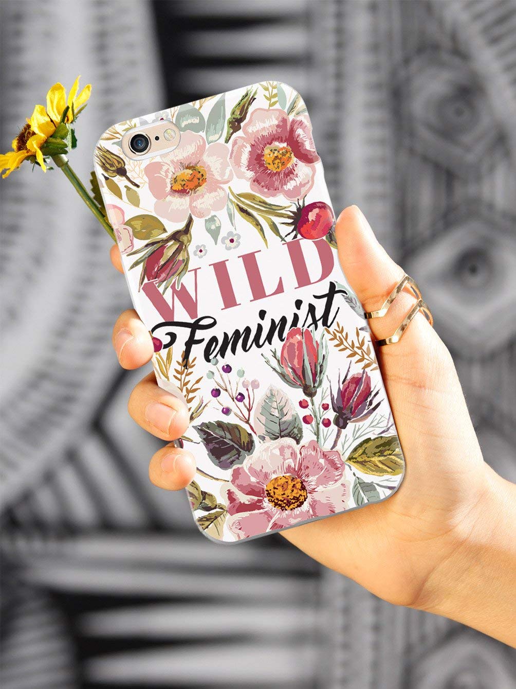 **Inspired Cases - iPhone 7 Case, 3D Textured Protective Cover for Apple iPhone 7 - Wild Feminist Design - White - Slim Fit & Shockproof for Daily Use & Travel**