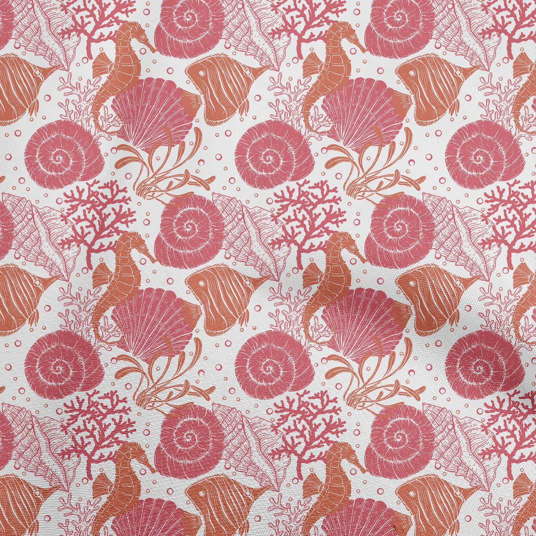 oneOone Viscose Jersey Pink Ocean Underwater Life Print Fabric - 60 Inch Wide Soft Dress Material by The Yard for DIY Dresses, Swim Coverups & Home Decor