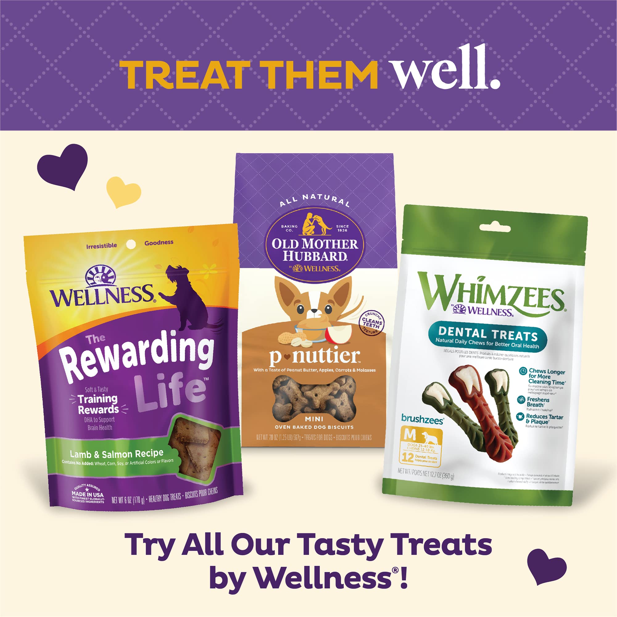 Wellness Old Mother Hubbard P-Nuttier 'N Nanners Natural Dog Treats - Peanut Butter & Banana Flavor Mini Training Biscuits (1 Pound Bag) - Perfect for Small Dogs & Reward-Based Training