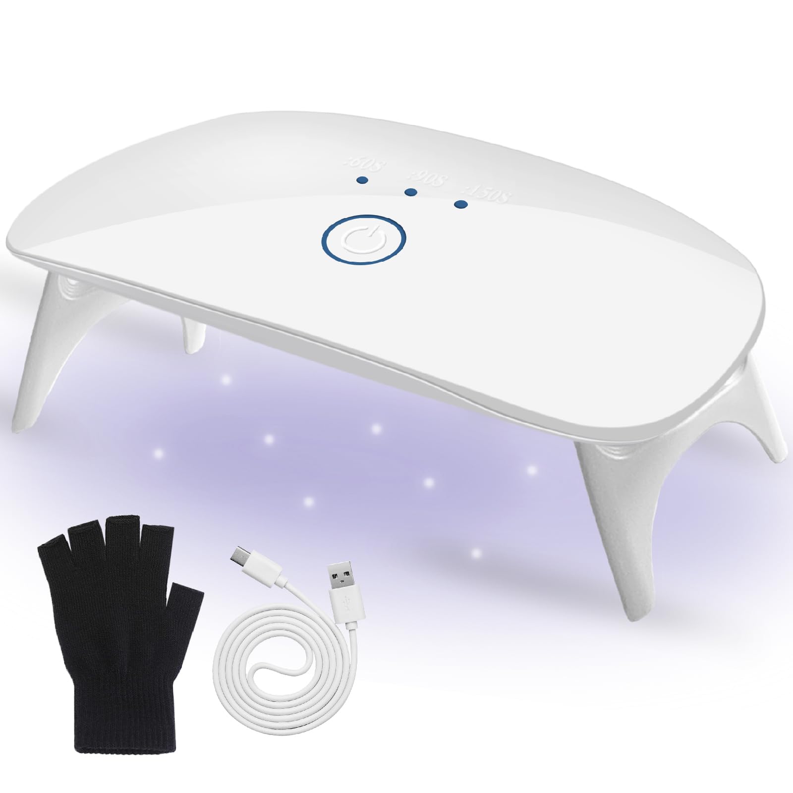 12W UV LED Nail Lamp with Glove - Portable Gel Nail Dryer for Home & Salon Use
