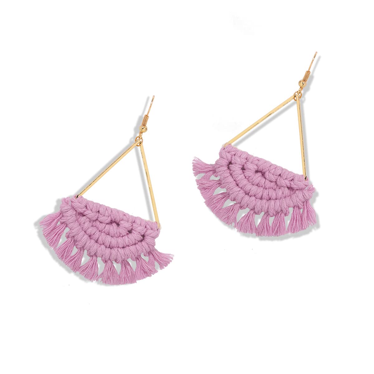2 Pairs Bohemian Fan Fringe Drop Earrings - Handmade Woven Boho Statement Earrings with Colorful Tassels for Women & Girls | Perfect for Holidays, Parties, Festivals and Special Occasion Jewelry Gifts